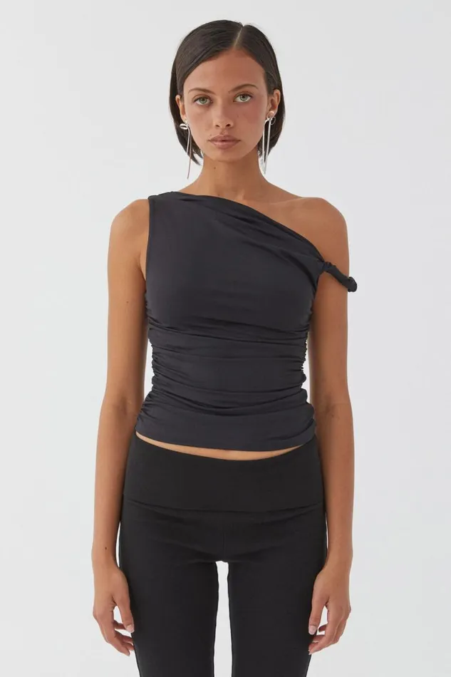 Clothing Supr Luxe Essentials Luxe Bree Ruched Twist Top Black
