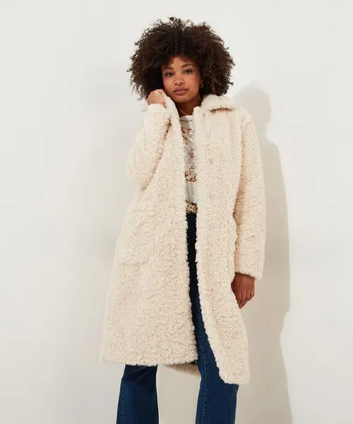 Coats and Jackets Joebrowns Apparel Cosy Up Furry Coat Cream