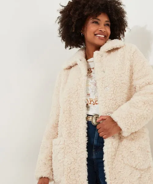 Coats and Jackets Joebrowns Apparel Cosy Up Furry Coat Cream Coats and Jackets Joebrowns Apparel Cosy Up Furry Coat Cream