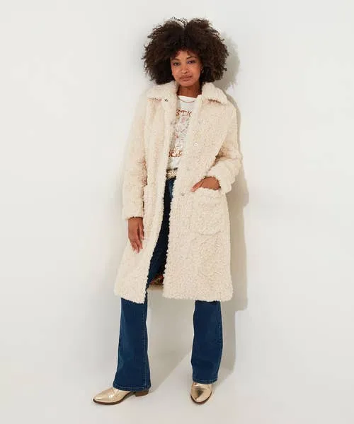 Coats and Jackets Joebrowns Apparel Cosy Up Furry Coat Cream Coats and Jackets Joebrowns Apparel Cosy Up Furry Coat Cream
