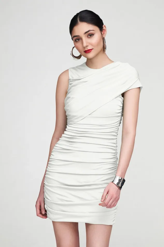 Cocktail Women Halston Sarina Dress In Jersey Chalk