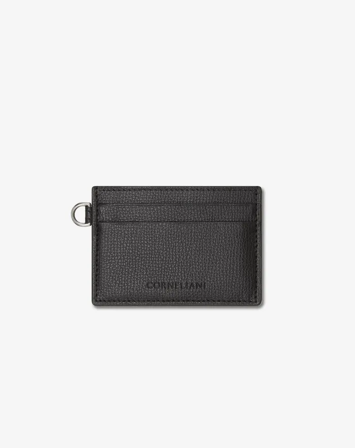 Corneliani Bags And Small Leather Goods Black Textured Leather Card Holder For Men 8211 Men
