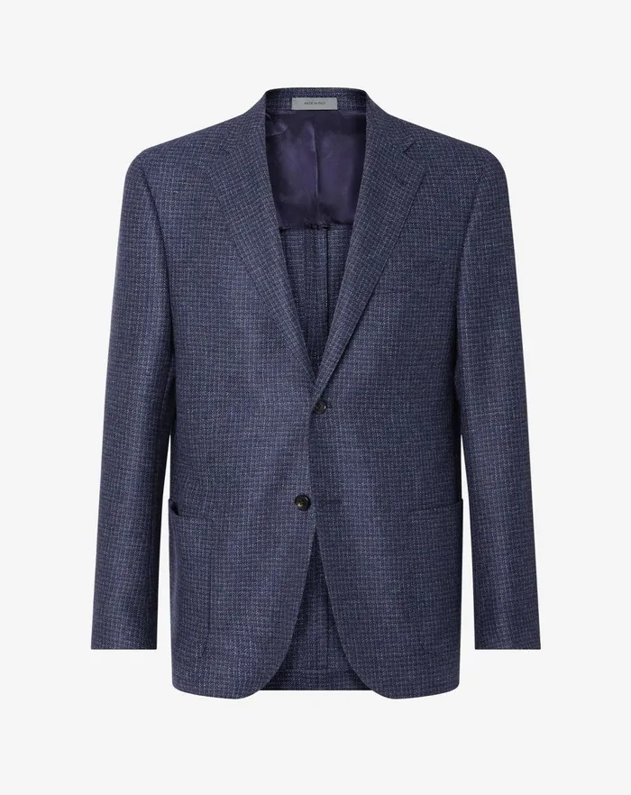 Corneliani Jackets Denimblue Pure Wool Jacket With Micro Pattern 8211 Men