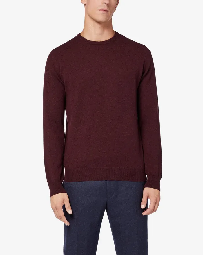 Corneliani Knitwear Wool And Cashmere Crew Neck In Burgundy 8211 Men
