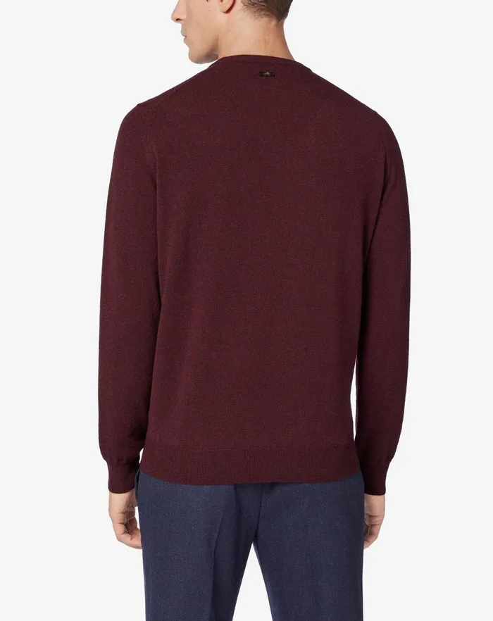 Corneliani Knitwear Wool And Cashmere Crew Neck In Burgundy 8211 Men