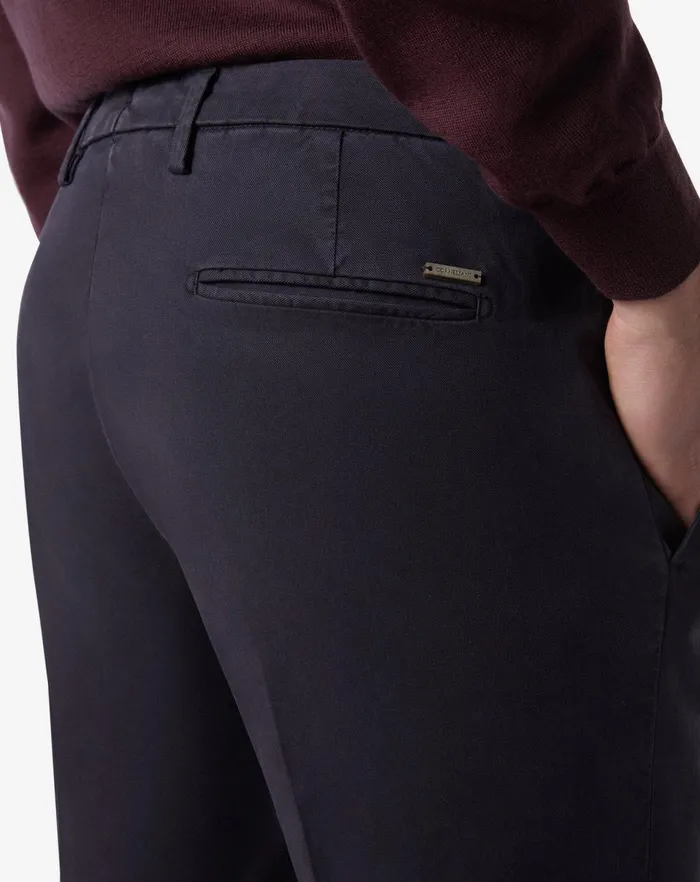 Corneliani Pants Navy Blue Stretch Gabardine And Silk Trousers For Men 8211 Men