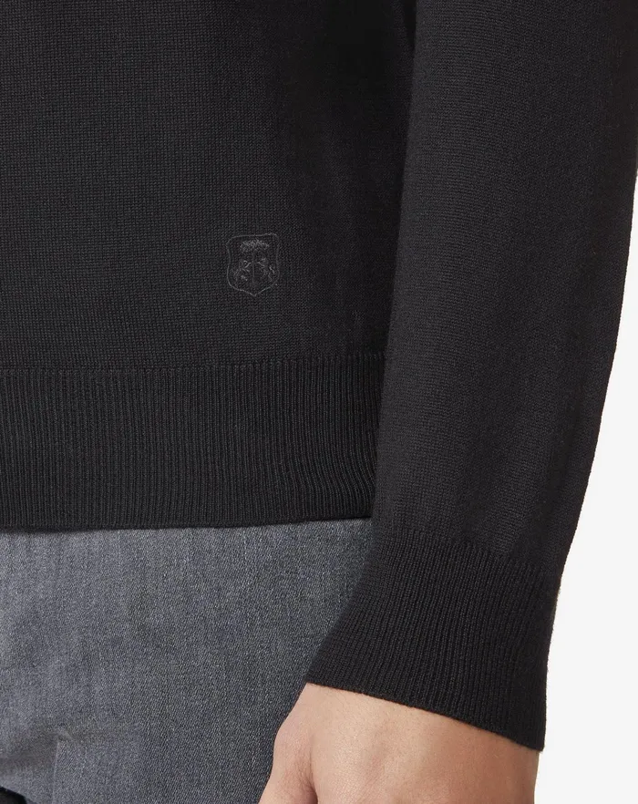 Corneliani Polos and TShirts Merino Wool Black Polo For Men 8211 Men