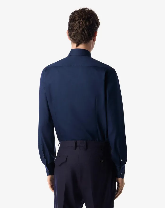 Corneliani Shirts Slate Blue Cotton Twill Shirt For Men 8211 Men