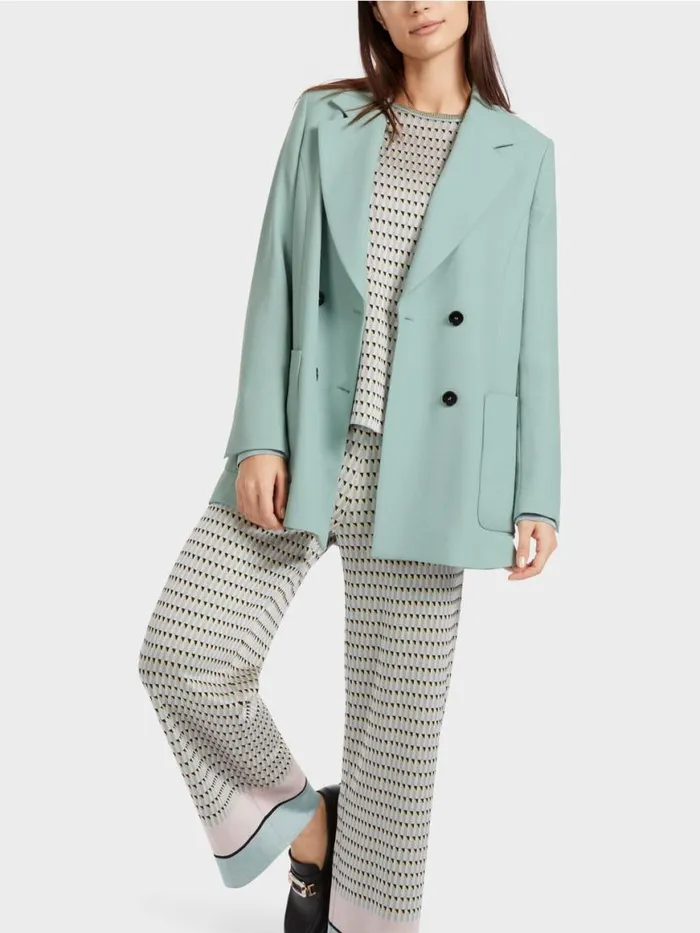 Damen Marc Cain Hosen Pants Knitted In Germany Dark Sky Blue