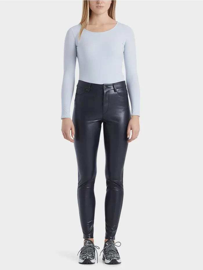Damen Marc Cain Jeans Rhrenhose Aus Kunstleder Midnight Blue