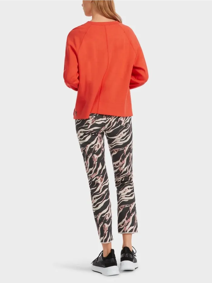 Damen Marc Cain Pullover and Sweatshirts Raglan Sweatshirt Mit Materialmix Campari