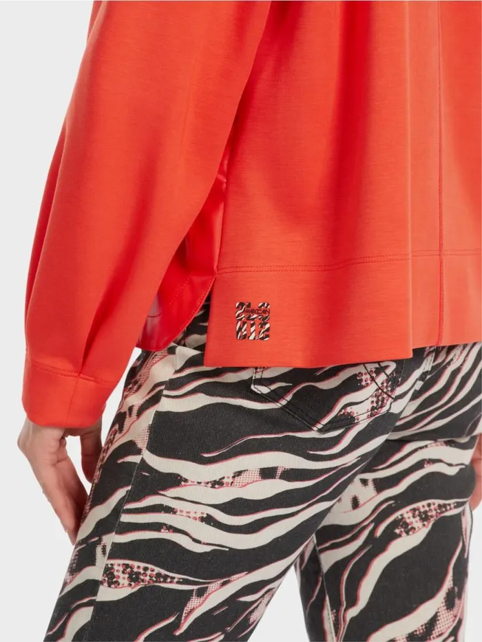 Damen Marc Cain Pullover and Sweatshirts Raglan Sweatshirt Mit Materialmix Campari
