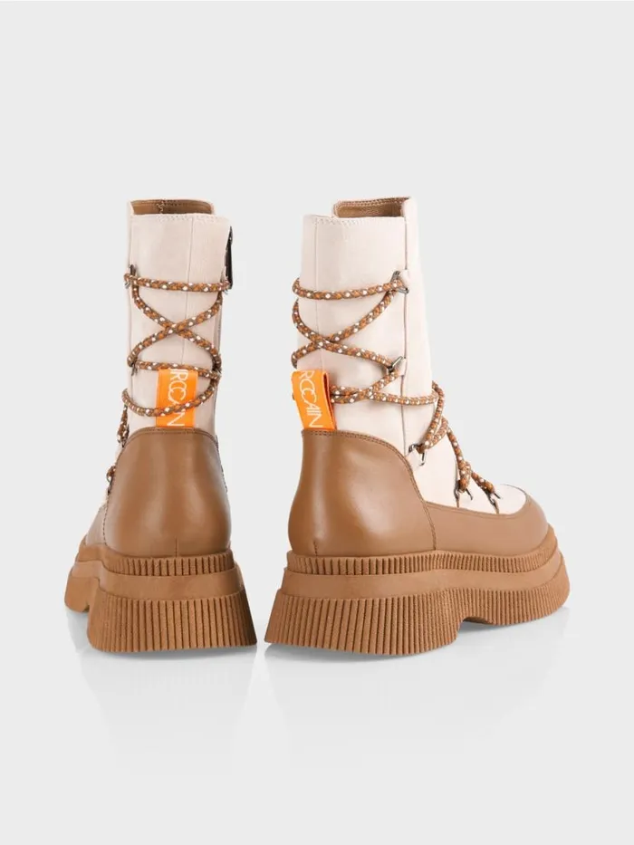 Damen Marc Cain Schuhe Boot Mit Geriffelter Sohle Dark Camel