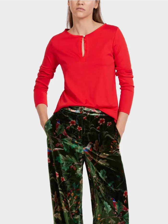 Damen Marc Cain Shirts and Tops Elegantes Longsleeve Bright Fire Red