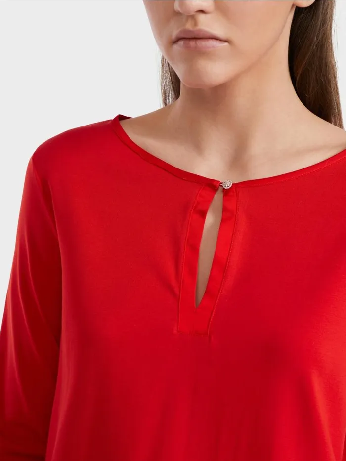 Damen Marc Cain Shirts and Tops Elegantes Longsleeve Bright Fire Red