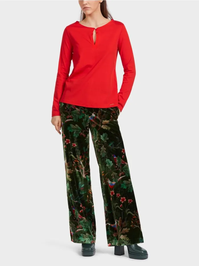 Damen Marc Cain Shirts and Tops Elegantes Longsleeve Bright Fire Red
