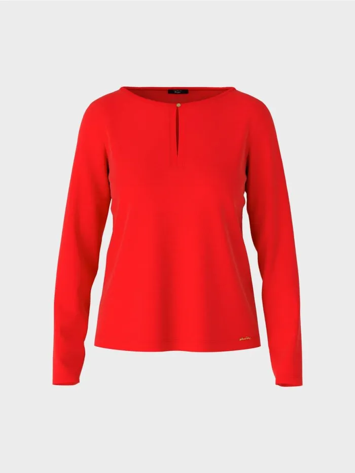 Damen Marc Cain Shirts and Tops Elegantes Longsleeve Bright Fire Red