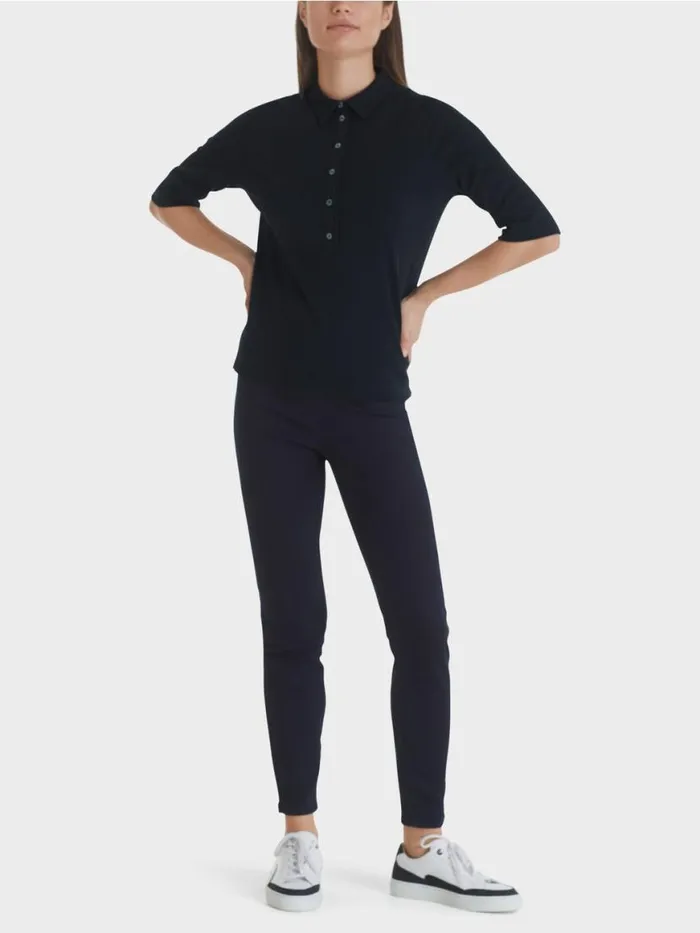 Damen Marc Cain Shirts and Tops Poloshirt Aus Baumwolle Midnight Blue