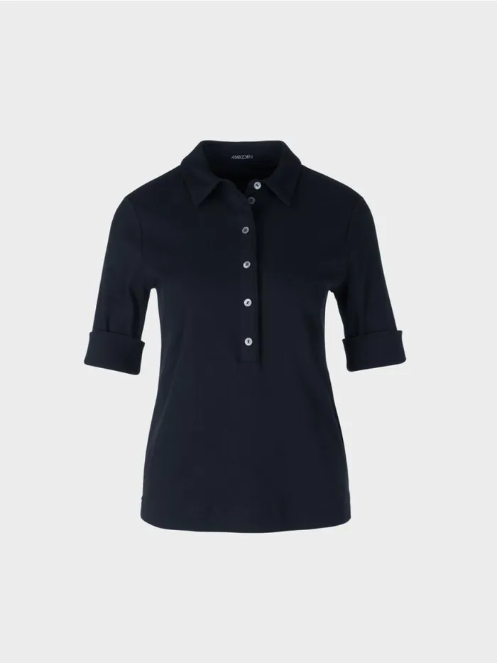 Damen Marc Cain Shirts and Tops Poloshirt Aus Baumwolle Midnight Blue