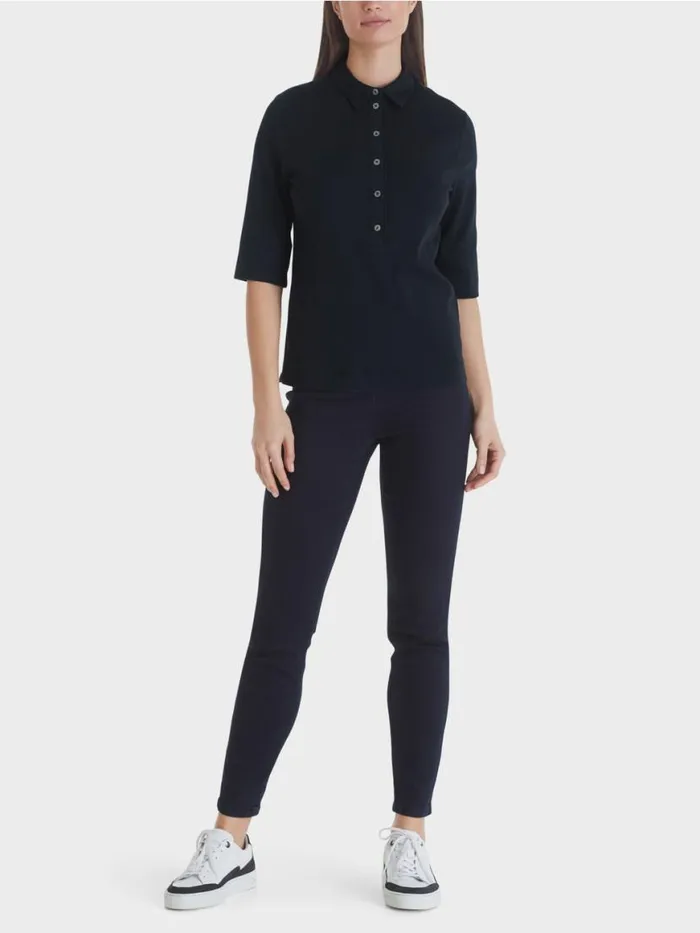 Damen Marc Cain Shirts and Tops Poloshirt Aus Baumwolle Midnight Blue