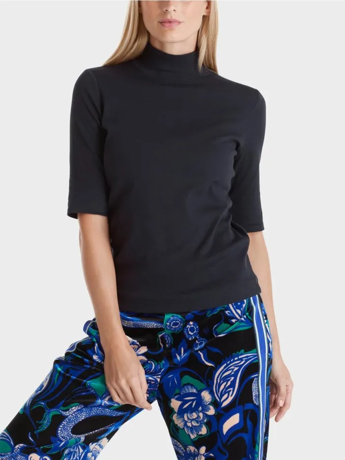 Damen Marc Cain Shirts and Tops Shirt Mit Stehkragen Und rmel Midnight Blue