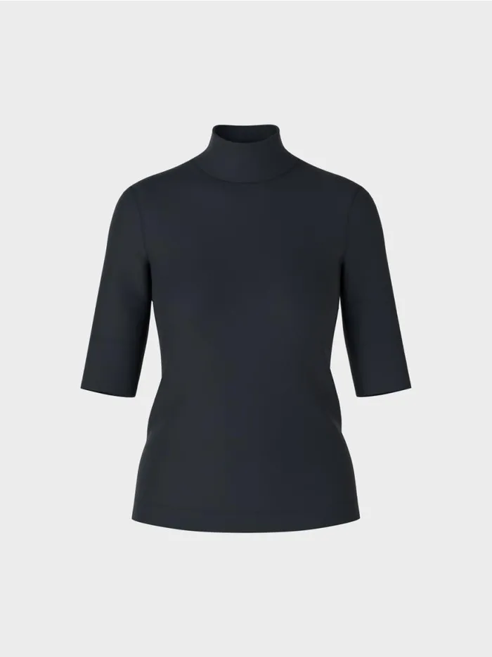 Damen Marc Cain Shirts and Tops Shirt Mit Stehkragen Und rmel Midnight Blue