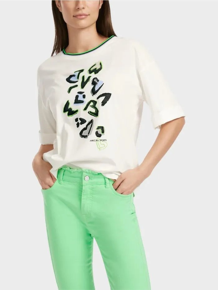 Damen Marc Cain Shirts and Tops TShirt 034Rethink Together034 Offwhite