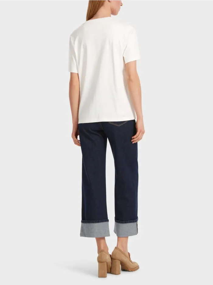 Damen Marc Cain Shirts and Tops TShirt Mit 3DApplikation Offwhite
