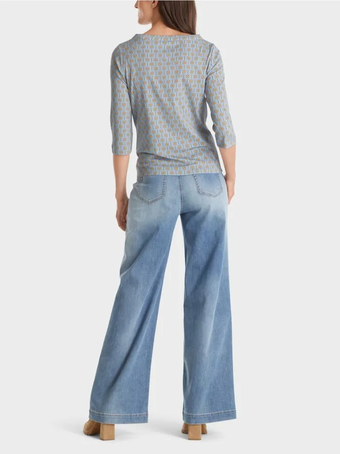 Damen Marc Cain Shirts and Tops TShirt Mit Grafischem Dessin Dark Summer Sky