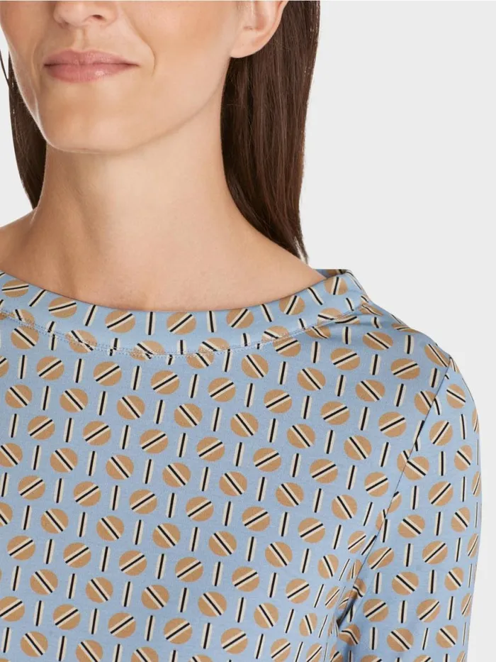 Damen Marc Cain Shirts and Tops TShirt Mit Grafischem Dessin Dark Summer Sky