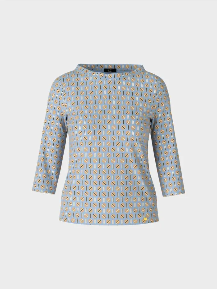 Damen Marc Cain Shirts and Tops TShirt Mit Grafischem Dessin Dark Summer Sky