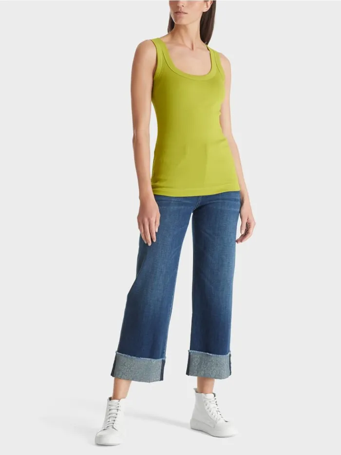 Damen Marc Cain Shirts and Tops Tanktop Aus Feinripp Bright Olive Green
