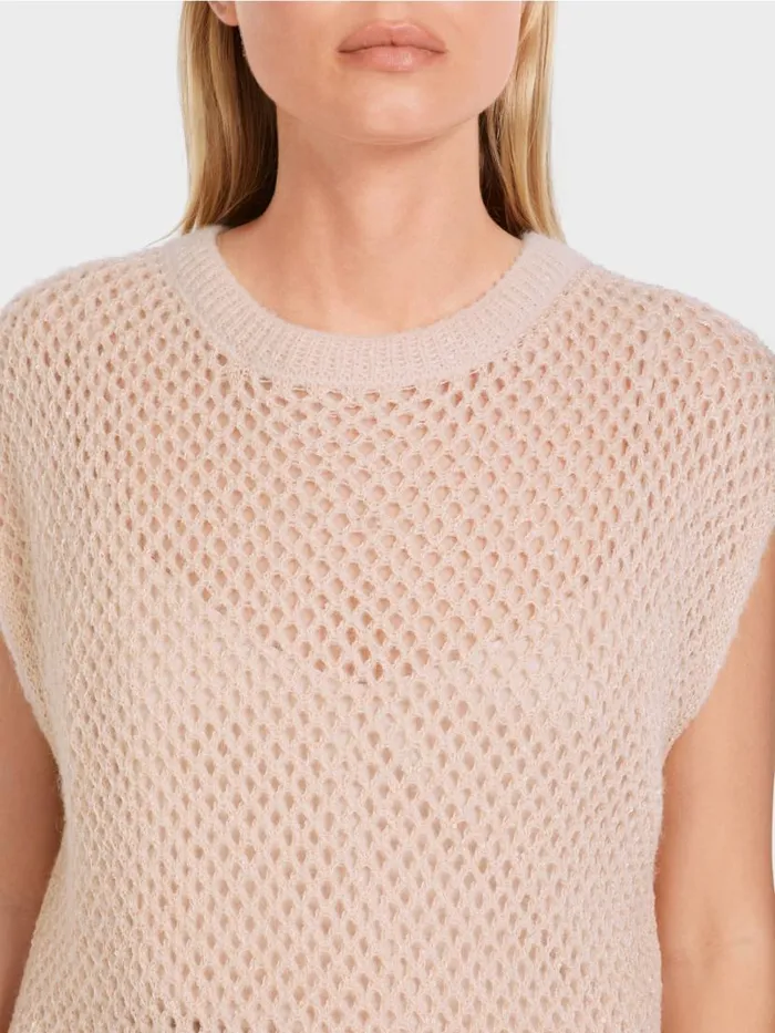 Damen Marc Cain Strick Tank Top Knitted In Germany Soft Blossom