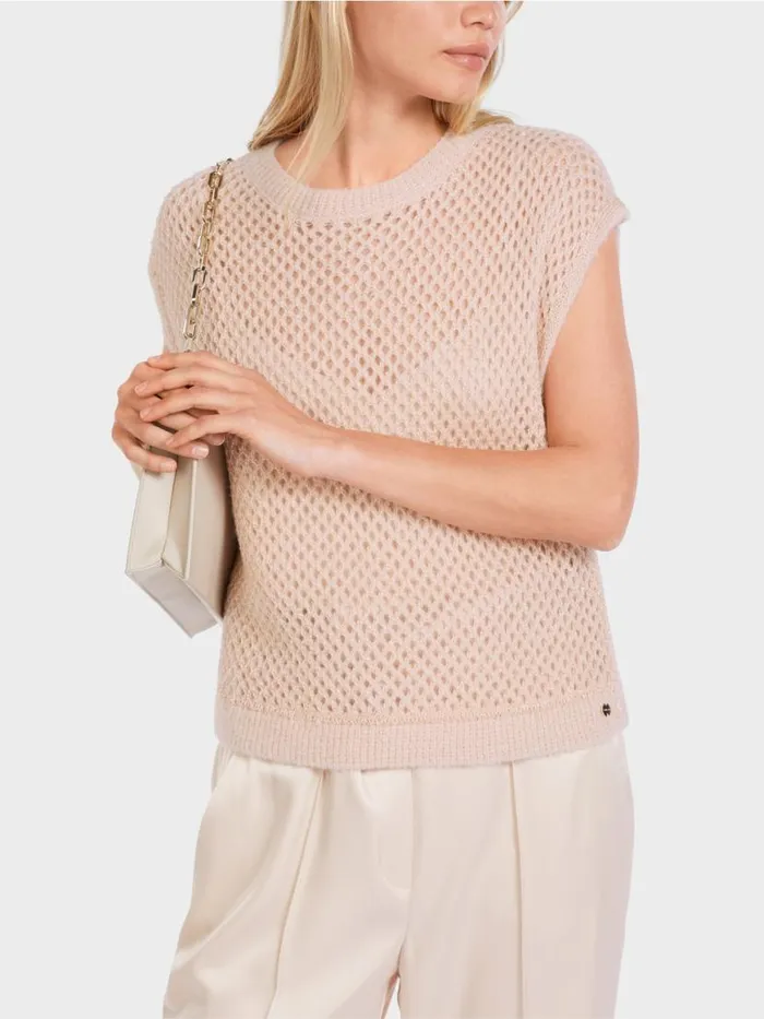 Damen Marc Cain Strick Tank Top Knitted In Germany Soft Blossom