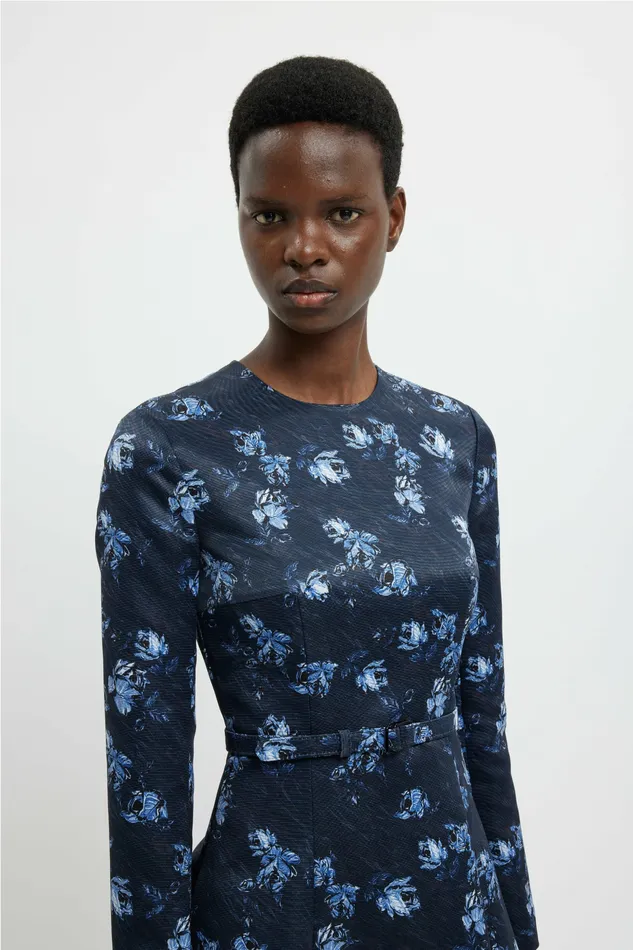 Dresses Emilia Wickstead Women Capucine Dress In Ditsy Rose On Navy Taffeta Faille Dresses Emilia Wickstead Women Capucine Dress In Ditsy Rose On Navy Taffeta Faille