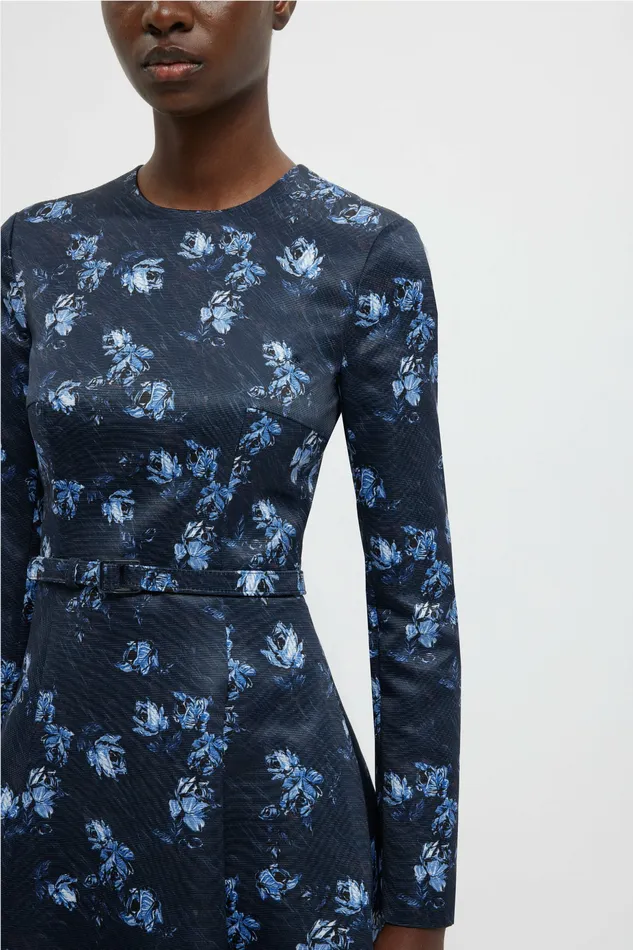 Dresses Emilia Wickstead Women Capucine Dress In Ditsy Rose On Navy Taffeta Faille Dresses Emilia Wickstead Women Capucine Dress In Ditsy Rose On Navy Taffeta Faille