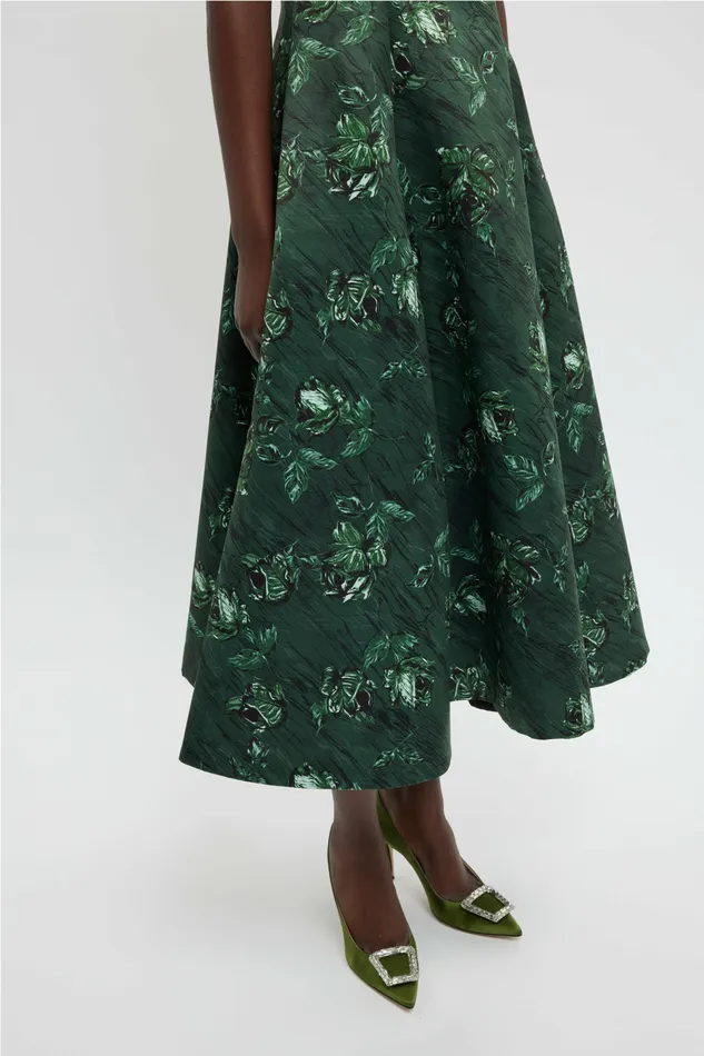 Dresses Mara Dress In Green Roses On Marble Print Taffeta Faille Emilia Wickstead Women Dresses Mara Dress In Green Roses On Marble Print Taffeta Faille Emilia Wickstead Women