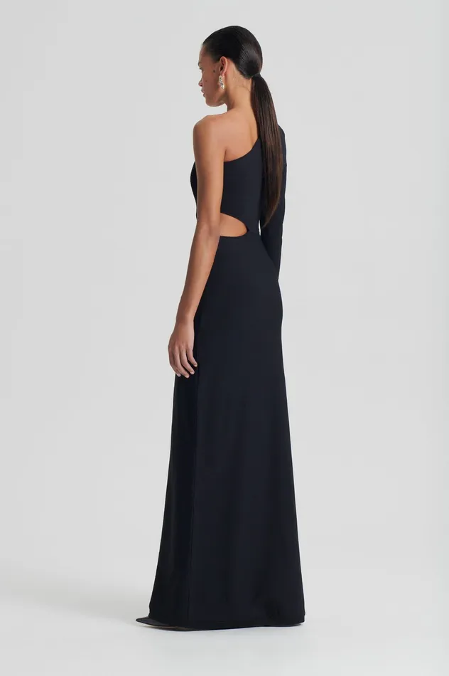Dresses Scanlan Theodore Women CREPE KNIT ONE SHOULDER GOWN BLACK Dresses Scanlan Theodore Women CREPE KNIT ONE SHOULDER GOWN BLACK