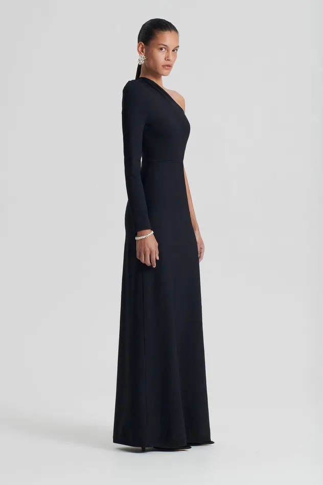 Dresses Scanlan Theodore Women CREPE KNIT ONE SHOULDER GOWN BLACK Dresses Scanlan Theodore Women CREPE KNIT ONE SHOULDER GOWN BLACK