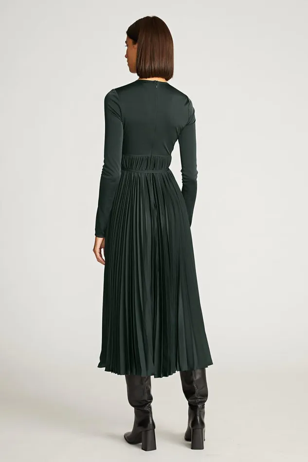 Dresses Women Halston Doreen Dress In Gloss Jersey Dark Khaki