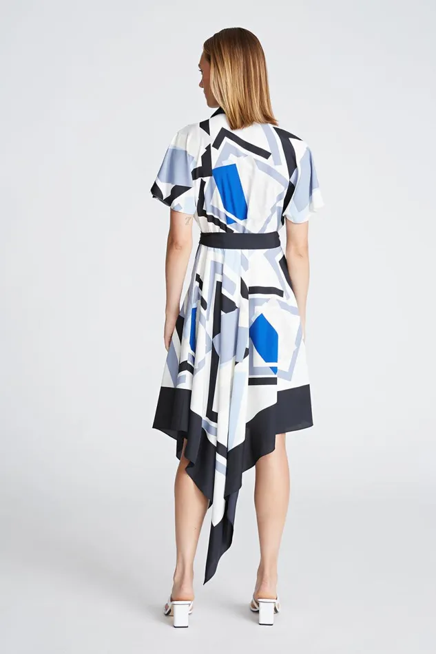 Dresses Women Halston Hadley Dress In Crepe De Chine Geometric Print Dresses Women Halston Hadley Dress In Crepe De Chine Geometric Print