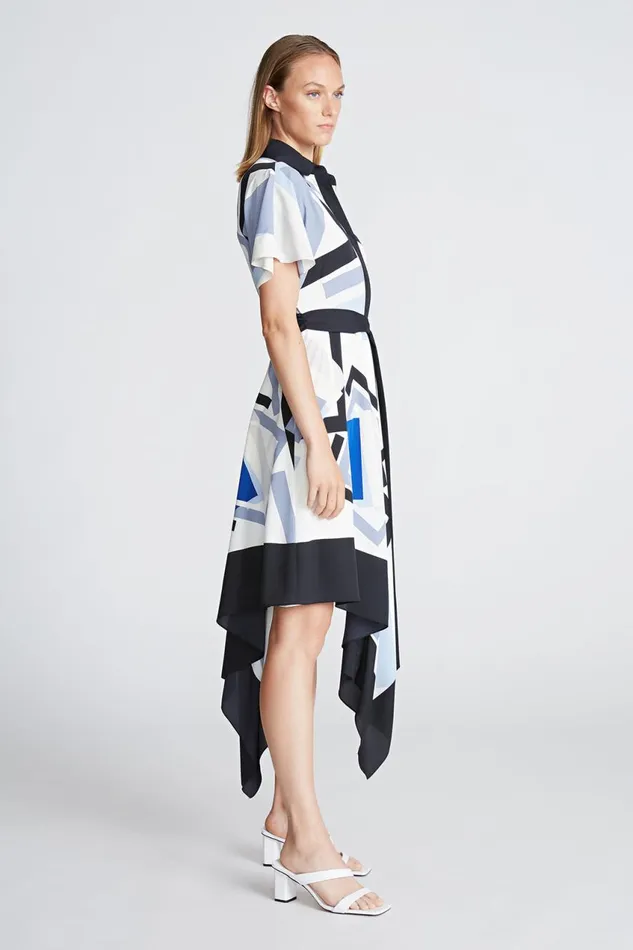 Dresses Women Halston Hadley Dress In Crepe De Chine Geometric Print Dresses Women Halston Hadley Dress In Crepe De Chine Geometric Print