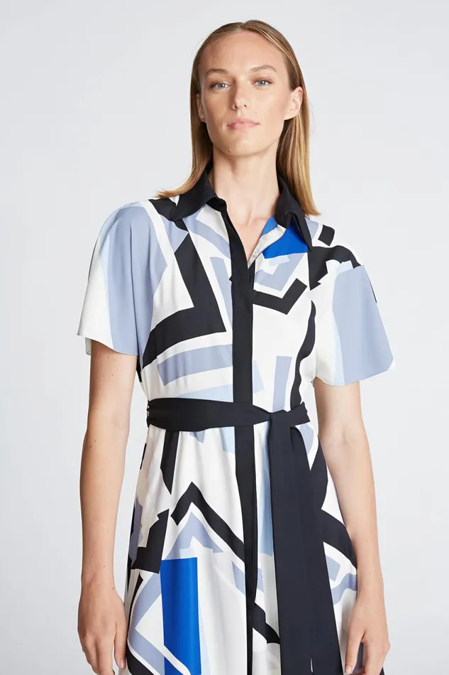 Dresses Women Halston Hadley Dress In Crepe De Chine Geometric Print Dresses Women Halston Hadley Dress In Crepe De Chine Geometric Print