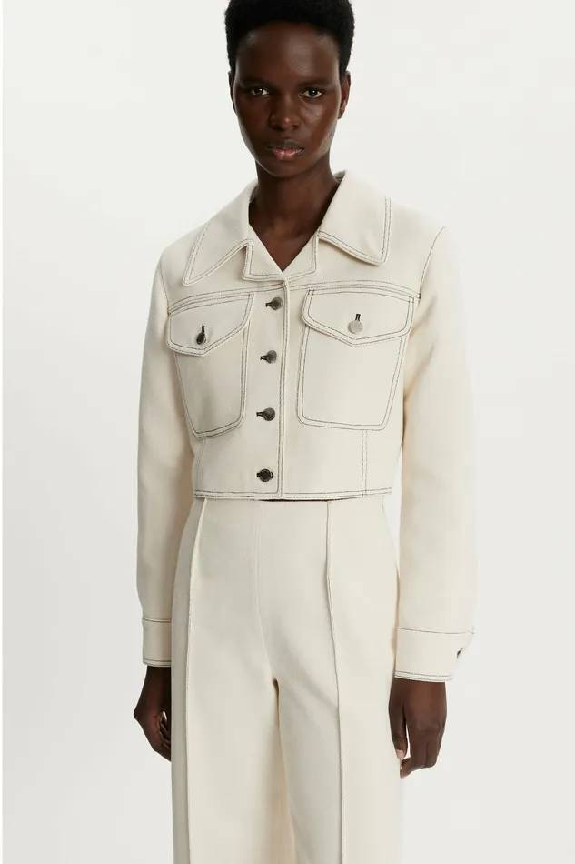 Emilia Wickstead Nics Ivory Denim Jacket Women Jackets And Coats Emilia Wickstead Nics Ivory Denim Jacket Women Jackets And Coats