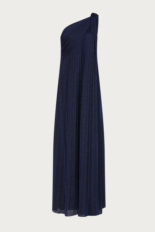 Gowns Women Halston Priya Knit Pleated Gown Navy