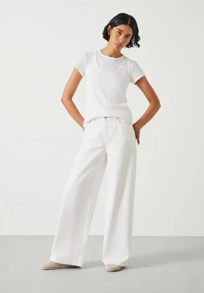 Hush Jeans Women Abi Wide Leg Jeans Ecru