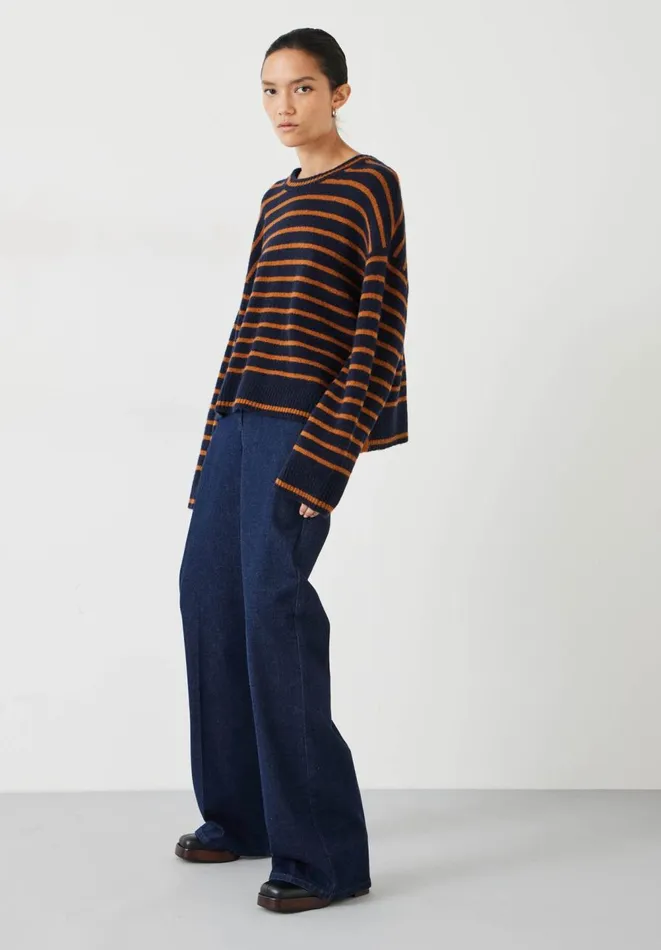 Hush Jumpers and Cardigans Women Casey Striped Wool Blend Jumper Midnight Navyginger Hush Jumpers and Cardigans Women Casey Striped Wool Blend Jumper Midnight Navyginger