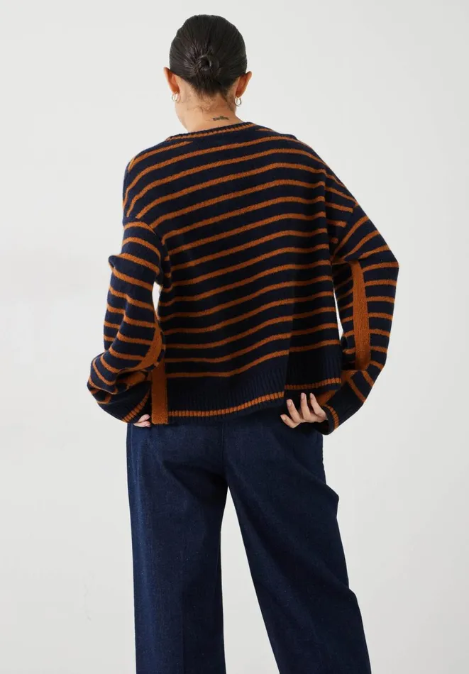 Hush Jumpers and Cardigans Women Casey Striped Wool Blend Jumper Midnight Navyginger Hush Jumpers and Cardigans Women Casey Striped Wool Blend Jumper Midnight Navyginger