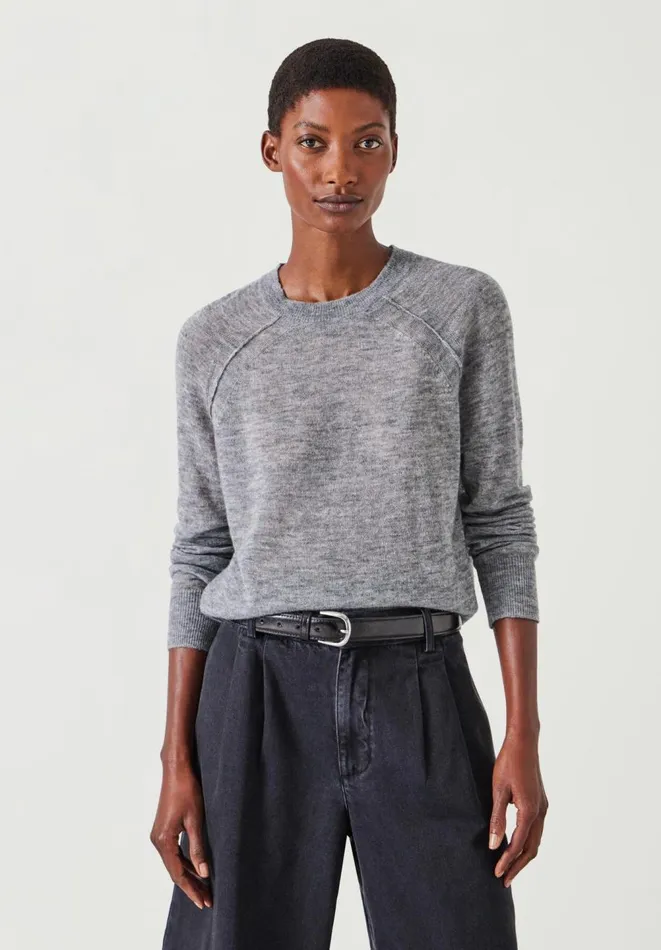 Hush Jumpers and Cardigans Women Elsie Gauzy Wool Blend Crew Jumper Mid Grey Marl