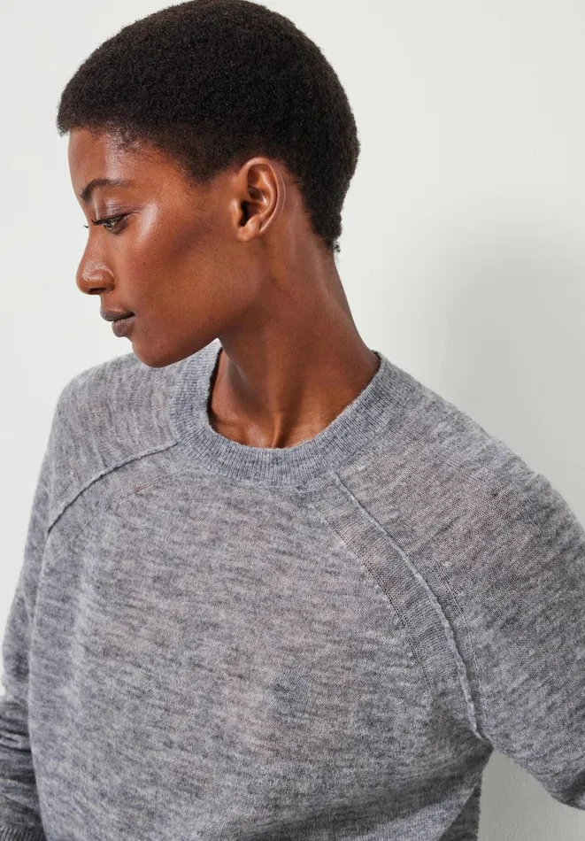Hush Jumpers and Cardigans Women Elsie Gauzy Wool Blend Crew Jumper Mid Grey Marl Hush Jumpers and Cardigans Women Elsie Gauzy Wool Blend Crew Jumper Mid Grey Marl